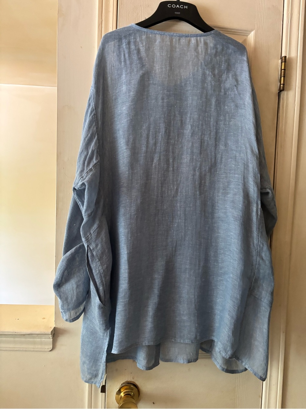 Eileen Fisher Soft Chambray Blue Button-Front Tunic 100% linen - Picture 2 of 7